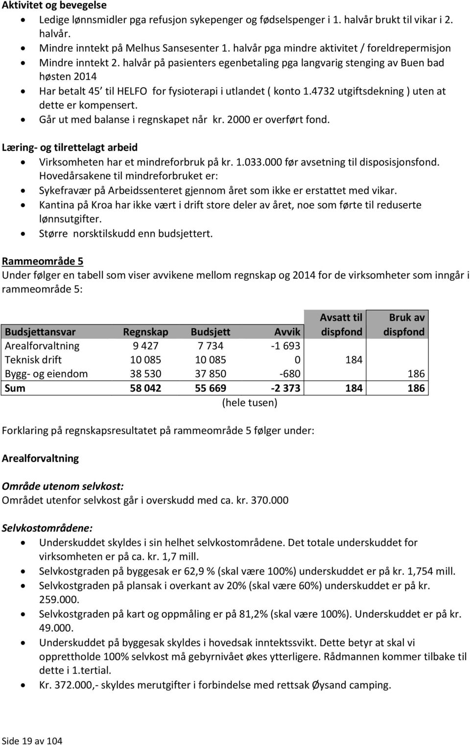 halvår på pasienters egenbetaling pga langvarig stenging av Buen bad høsten 2014 Har betalt 45 til HELFO for fysioterapi i utlandet ( konto 1.4732 utgiftsdekning ) uten at dette er kompensert.