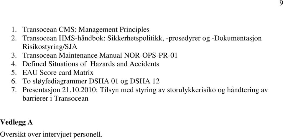 Transocean Maintenance Manual NOR-OPS-PR-01 4. Defined Situations of Hazards and Accidents 5.