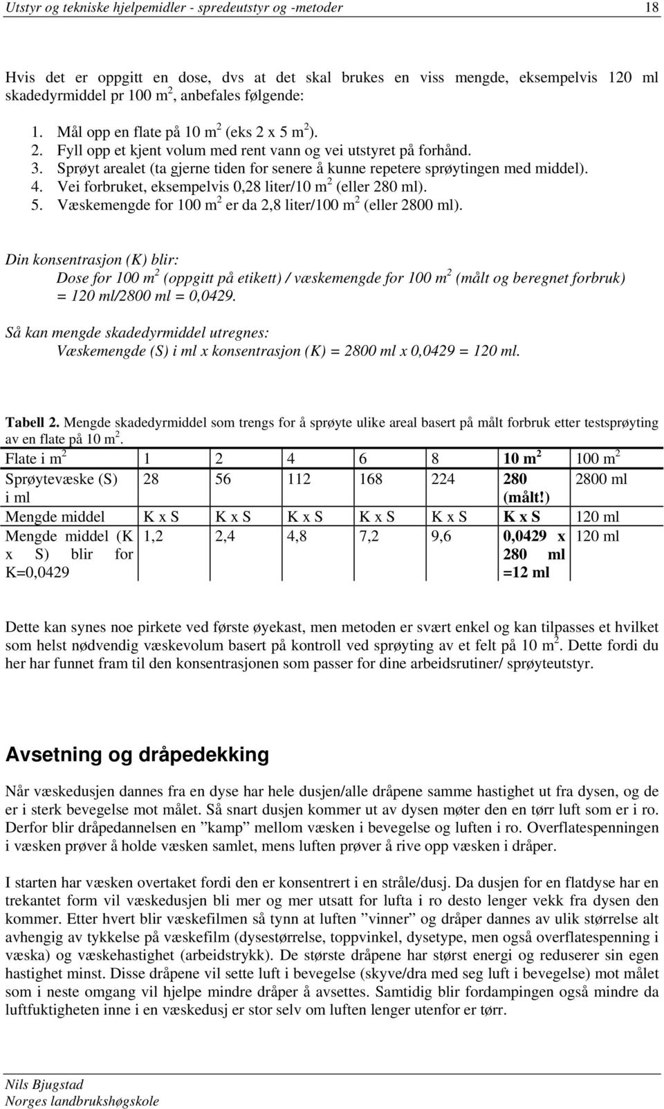 Sprøyt arealet (ta gjerne tiden for senere å kunne repetere sprøytingen med middel). 4. Vei forbruket, eksempelvis 0,28 liter/10 m 2 (eller 280 ml). 5.