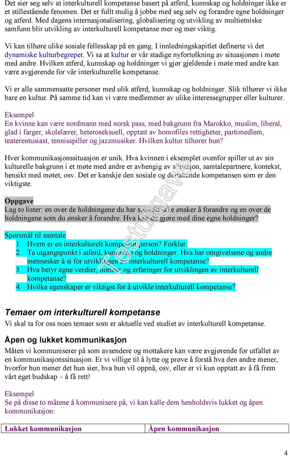 I innledningskapitlet definerte vi det dynamiske kulturbegrepet. Vi sa at kultur er vår stadige nyfortolkning av situasjonen i møte med andre.