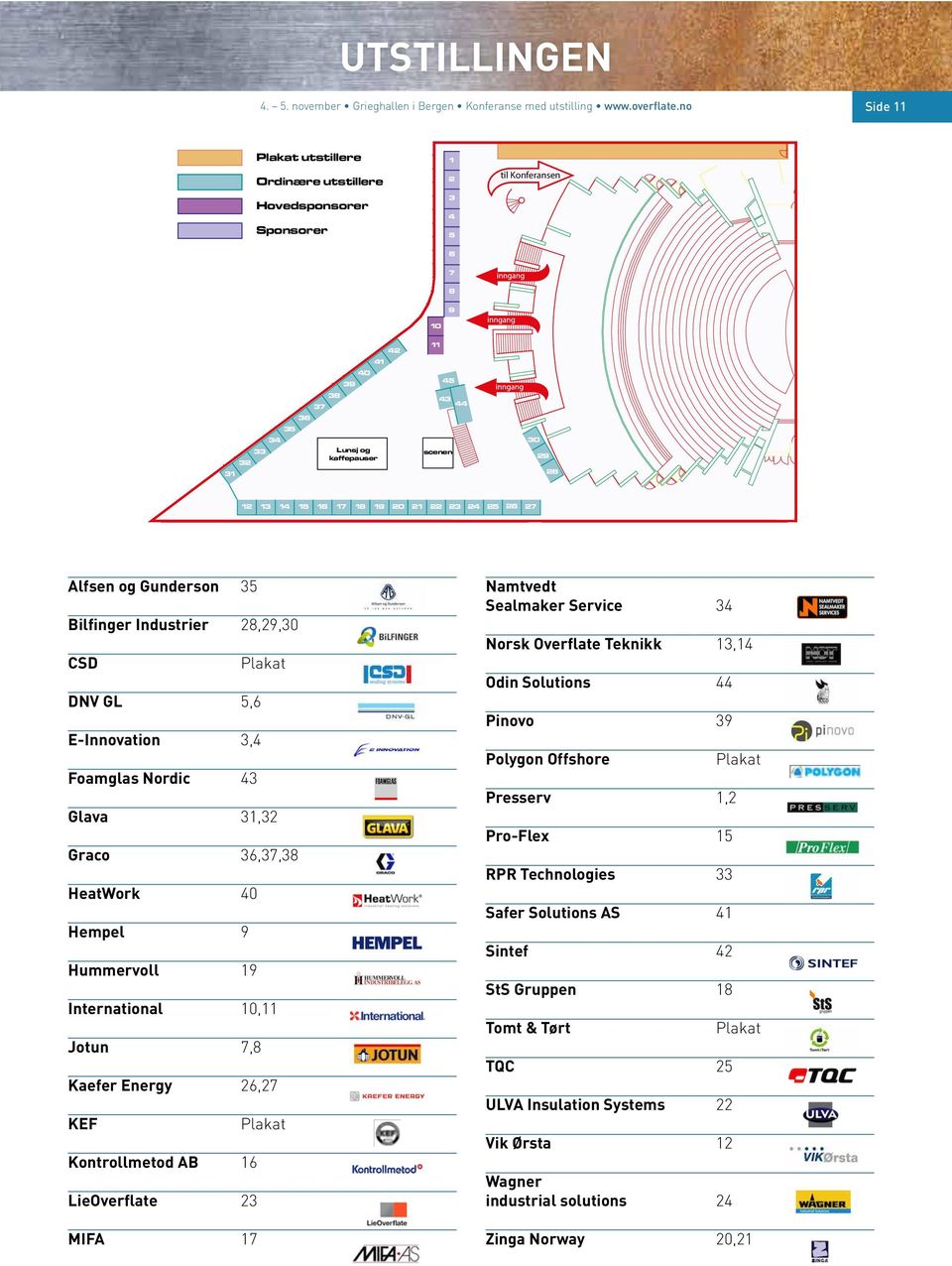 50 12 13 14 15 16 17 18 19 20 21 22 23 24 25 26 27 Alfsen og Gunderson 35 Bilfinger Industrier 28,29,30 CSD Plakat DNV GL 5,6 E-Innovation 3,4 Foamglas Nordic 43 Glava 31,32 Graco 36,37,38 HeatWork