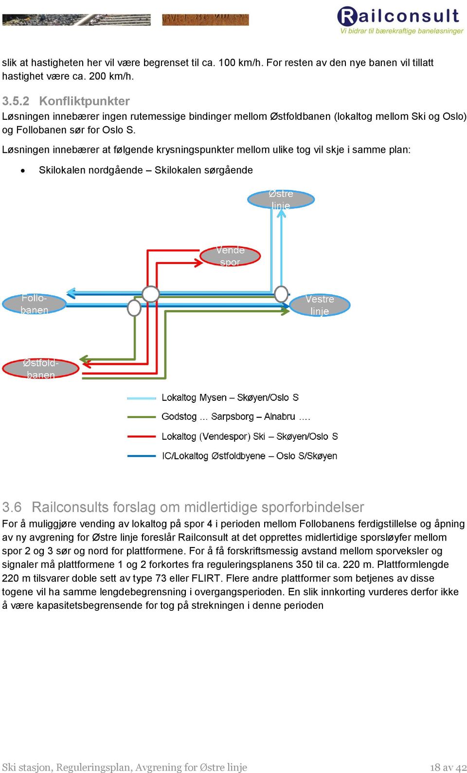 Løsningen innebærer at følgende krysningspunkter mellom ulike tog vil skje i samme plan: Skilokalen nordgående Skilokalen sørgående 3.