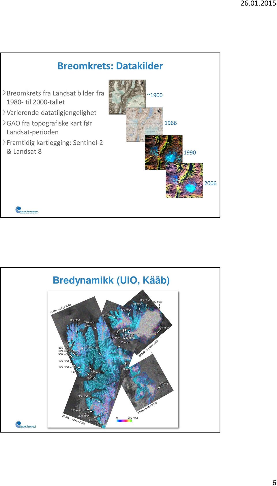 topografiske kart før Landsat-perioden Framtidig kartlegging: