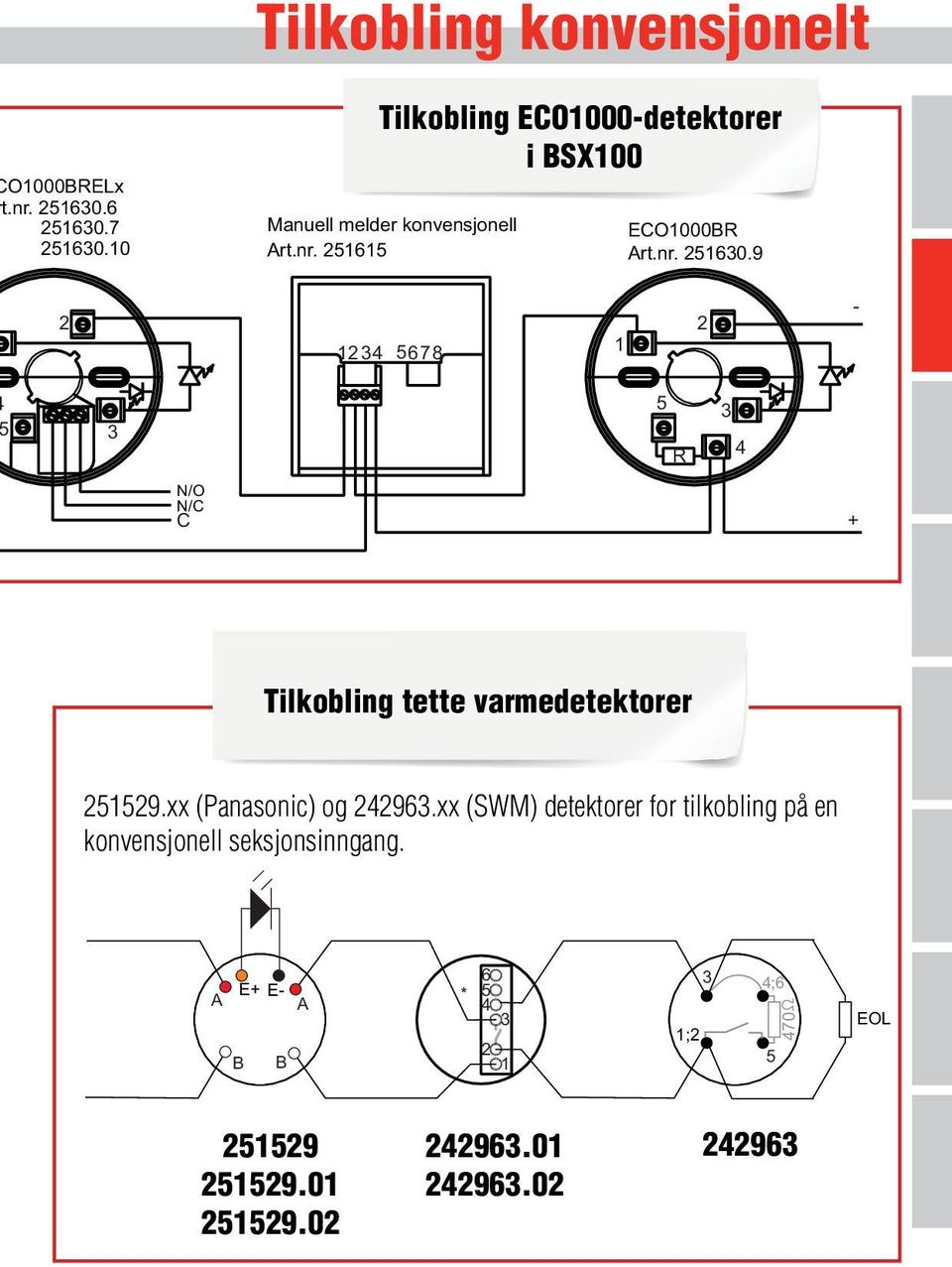 ECO000BR Art.nr. 0.9 78 R N/O N/C C Tilkobling tette varmedetektorer 9.