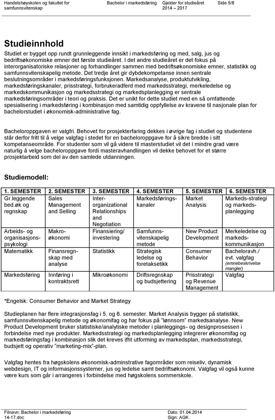 Det tredje året gir dybdekompetanse innen sentrale beslutningsområder i markedsføringsfunksjonen.