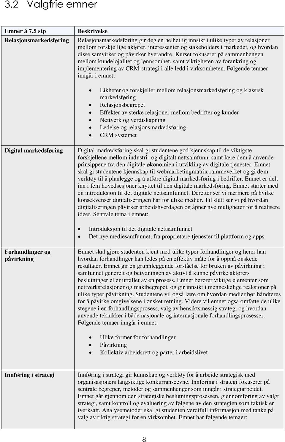 Kurset fokuserer på sammenhengen mellom kundelojalitet og lønnsomhet, samt viktigheten av forankring og implementering av CRM-strategi i alle ledd i virksomheten.