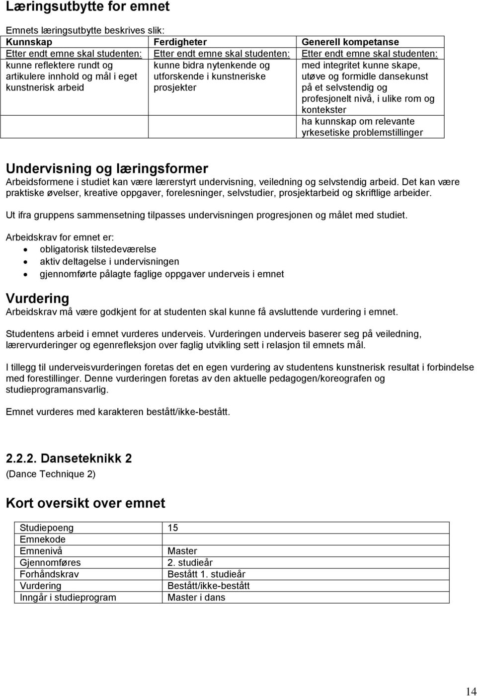 studiet kan være lærerstyrt undervisning, veiledning og selvstendig arbeid. Det kan være praktiske øvelser, kreative oppgaver, forelesninger, selvstudier, prosjektarbeid og skriftlige arbeider.