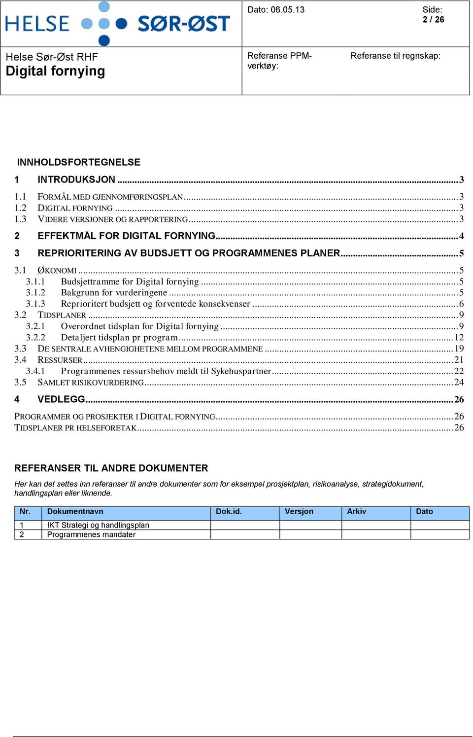 .. 6 3.2 TIDSPLANER... 9 3.2.1 Overordnet tidsplan for... 9 3.2.2 Detaljert tidsplan pr program... 12 3.3 DE SENTRALE AVHENGIGHETENE MELLOM PROGRAMMENE... 19 3.4 