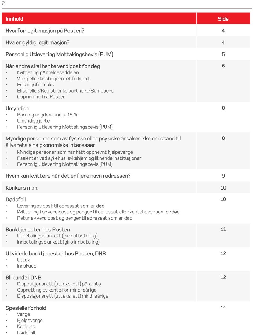 partnere/samboere Oppringing fra Posten Umyndige Barn og ungdom under 18 år Umyndiggjorte Personlig Utlevering Mottakingsbevis (PUM) Myndige personer som av fysiske eller psykiske årsaker ikke er i