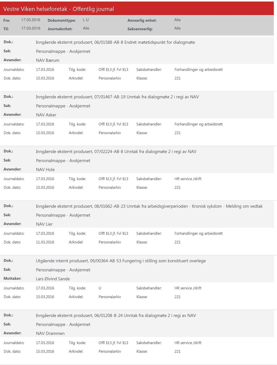 2016 Arkivdel: Personalarkiv Inngående eksternt produsert, 07/02224-AB-8 nntak fra dialogmøte 2 i regi av NAV Personalmappe - NAV Hole Dok. dato: 15.03.