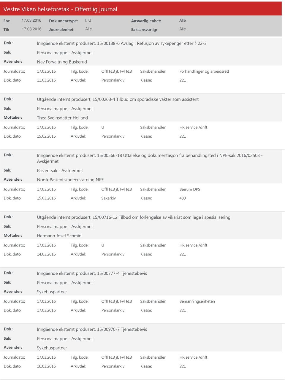 3-4 Tilbud om sporadiske vakter som assistent Personalmappe - Thea Sveinsdatter Holland Dok. dato: 15.02.