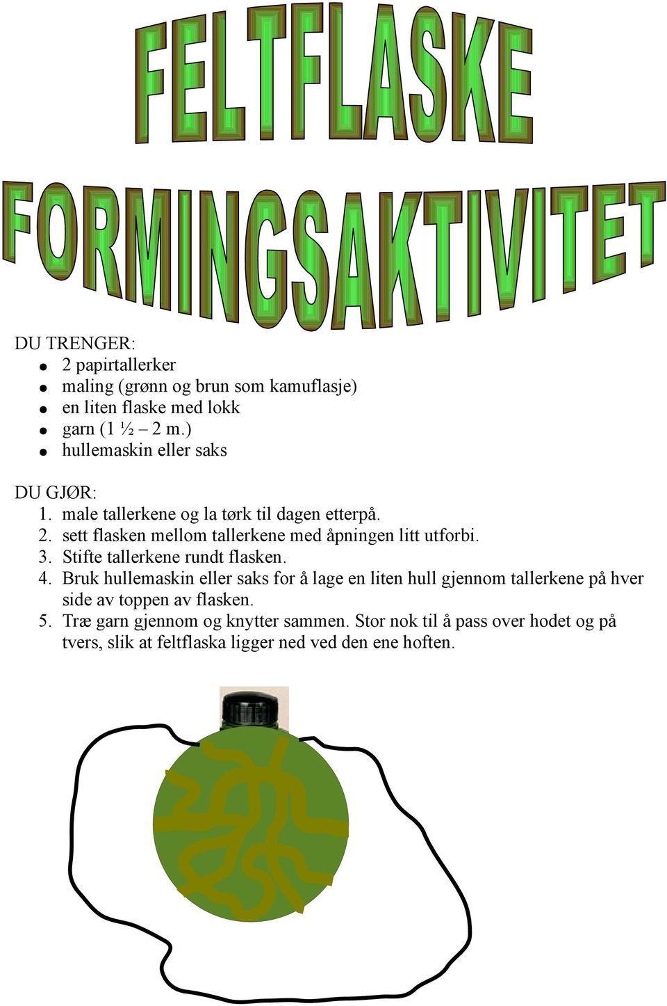 sett flasken mellom tallerkene med åpningen litt utforbi. 3. Stifte tallerkene rundt flasken. 4.