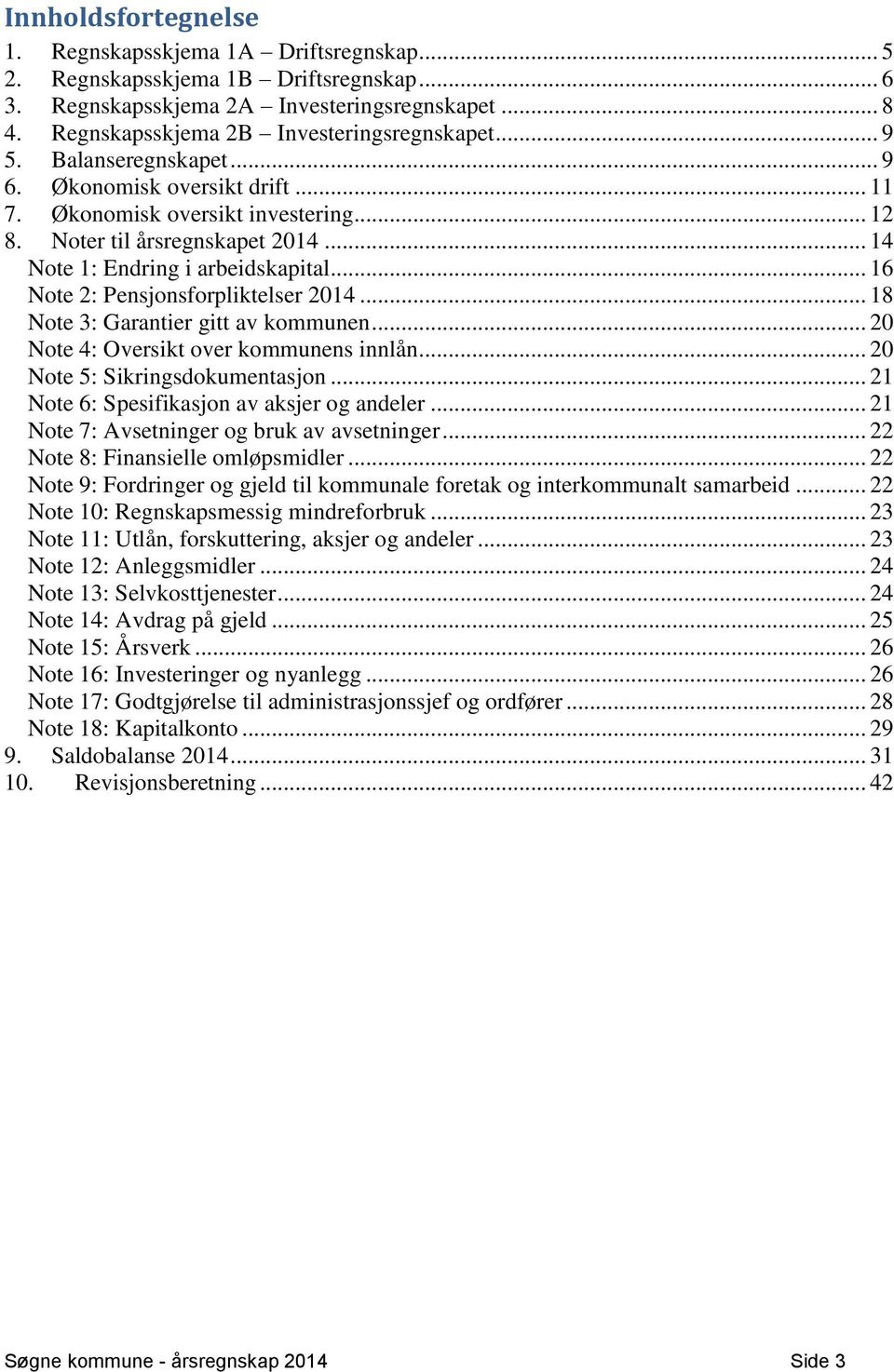 .. 16 Note 2: Pensjonsforpliktelser 2014... 18 Note 3: Garantier gitt av kommunen... 20 Note 4: Oversikt over kommunens innlån... 20 Note 5: Sikringsdokumentasjon.