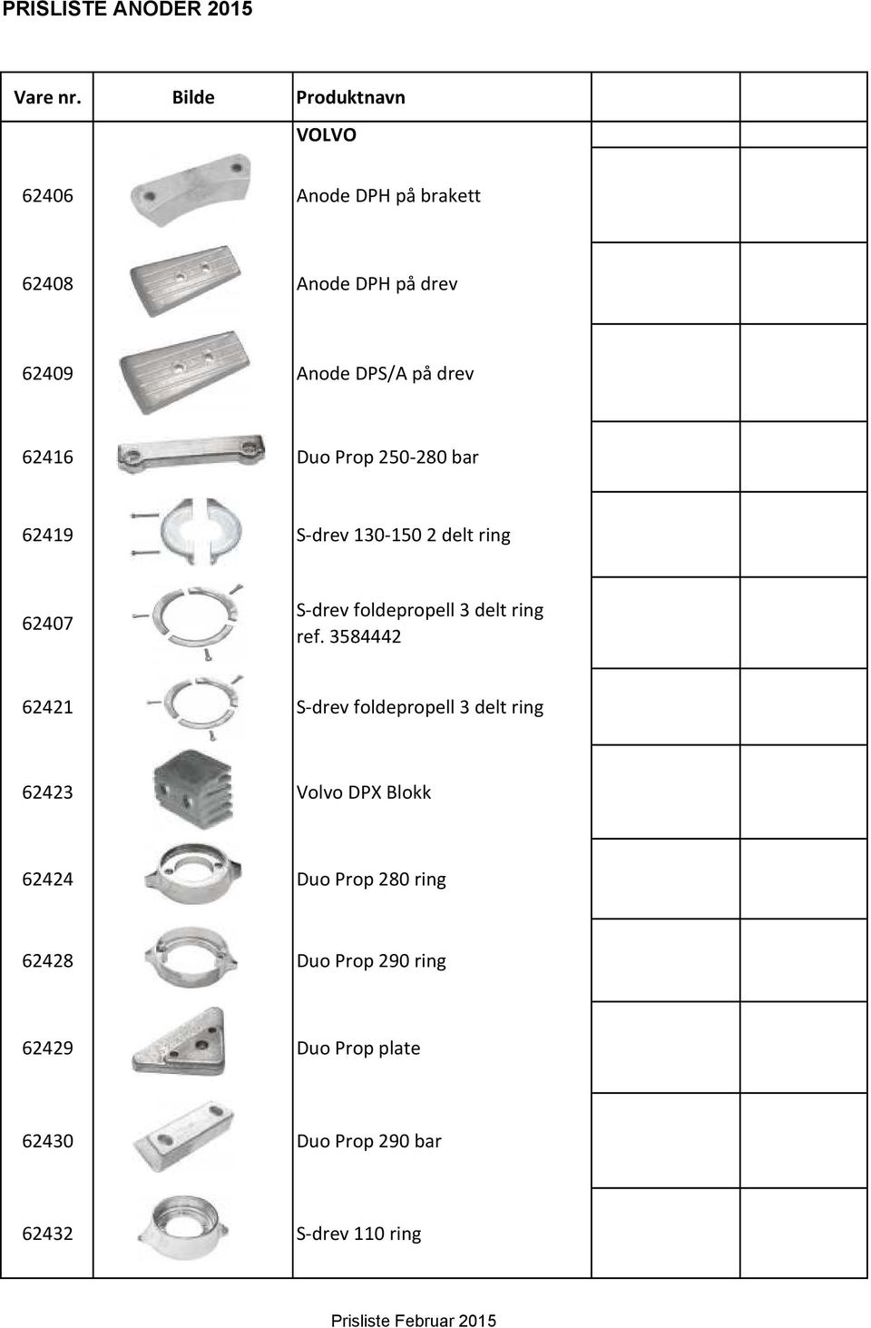 drev 62416 Duo Prop 250-280 bar 62419 S-drev 130-150 2 delt ring 62407 S-drev foldepropell 3 delt