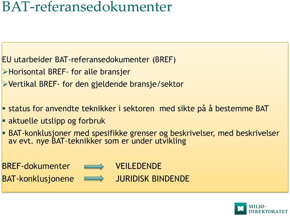 bestemme BAT aktuelle utslipp og forbruk BAT-konklusjoner med spesifikke grenser og beskrivelser, med