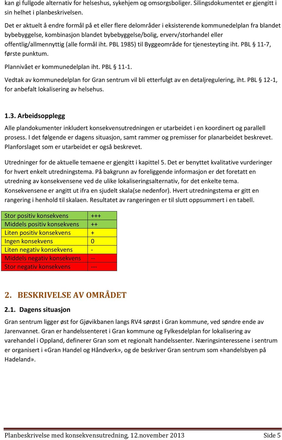 offentlig/allmennyttig (alle formål iht. PBL 1985) til Byggeområde for tjenesteyting iht. PBL 11-7, første punktum. Plannivået er kommunedelplan iht. PBL 11-1.