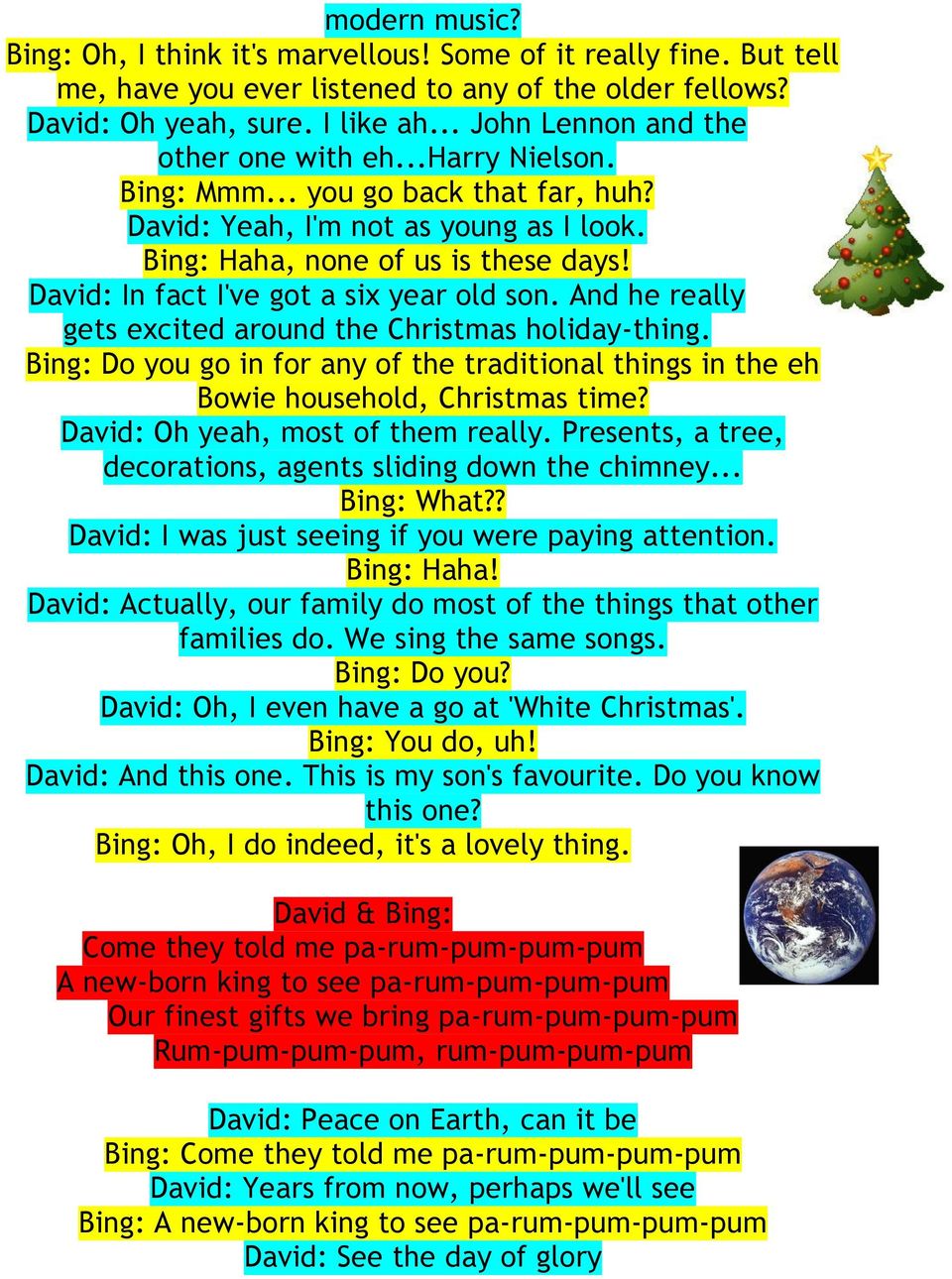 David: In fact I've got a six year old son. And he really gets excited around the Christmas holiday-thing.