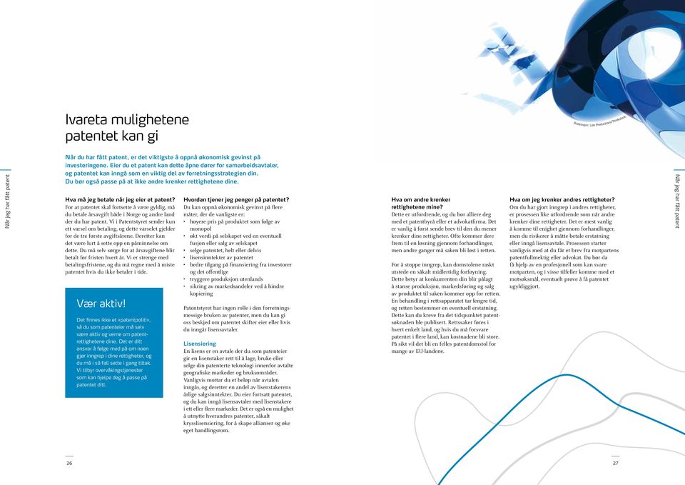 Hva må jeg betale når jeg eier et patent? For at patentet skal fortsette å være gyldig, må du betale årsavgift både i Norge og andre land der du har patent.