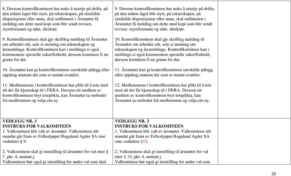 Kontrollkomiteen kan i meldinga si også kommentere spesielle saker/forhold, dersom komiteen fi nn grunn for det. 10.