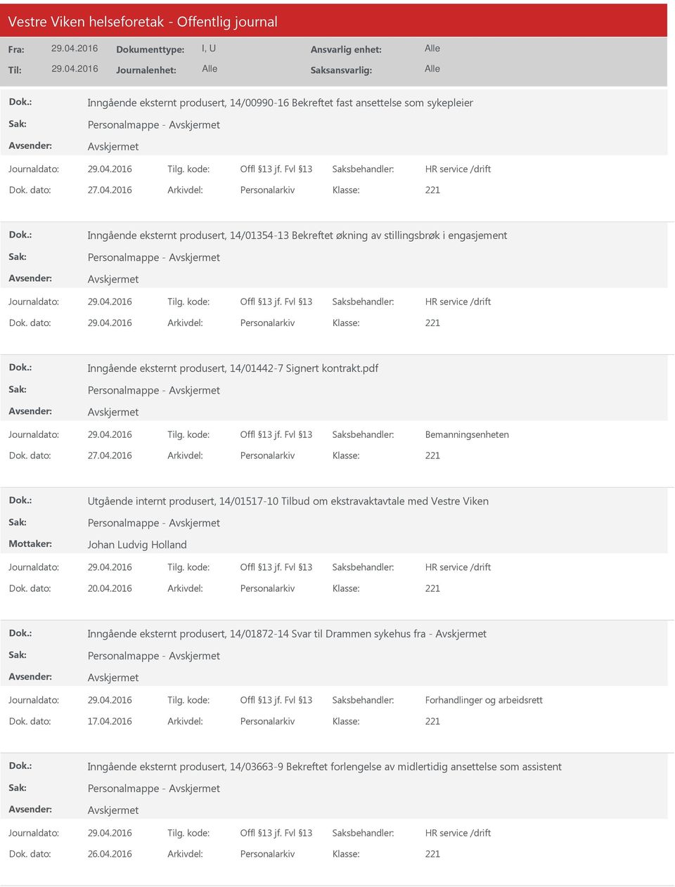 dato: Arkivdel: Personalarkiv Inngående eksternt produsert, 14/01442-7 Signert kontrakt.pdf Personalmappe - Bemanningsenheten Dok. dato: 27.04.