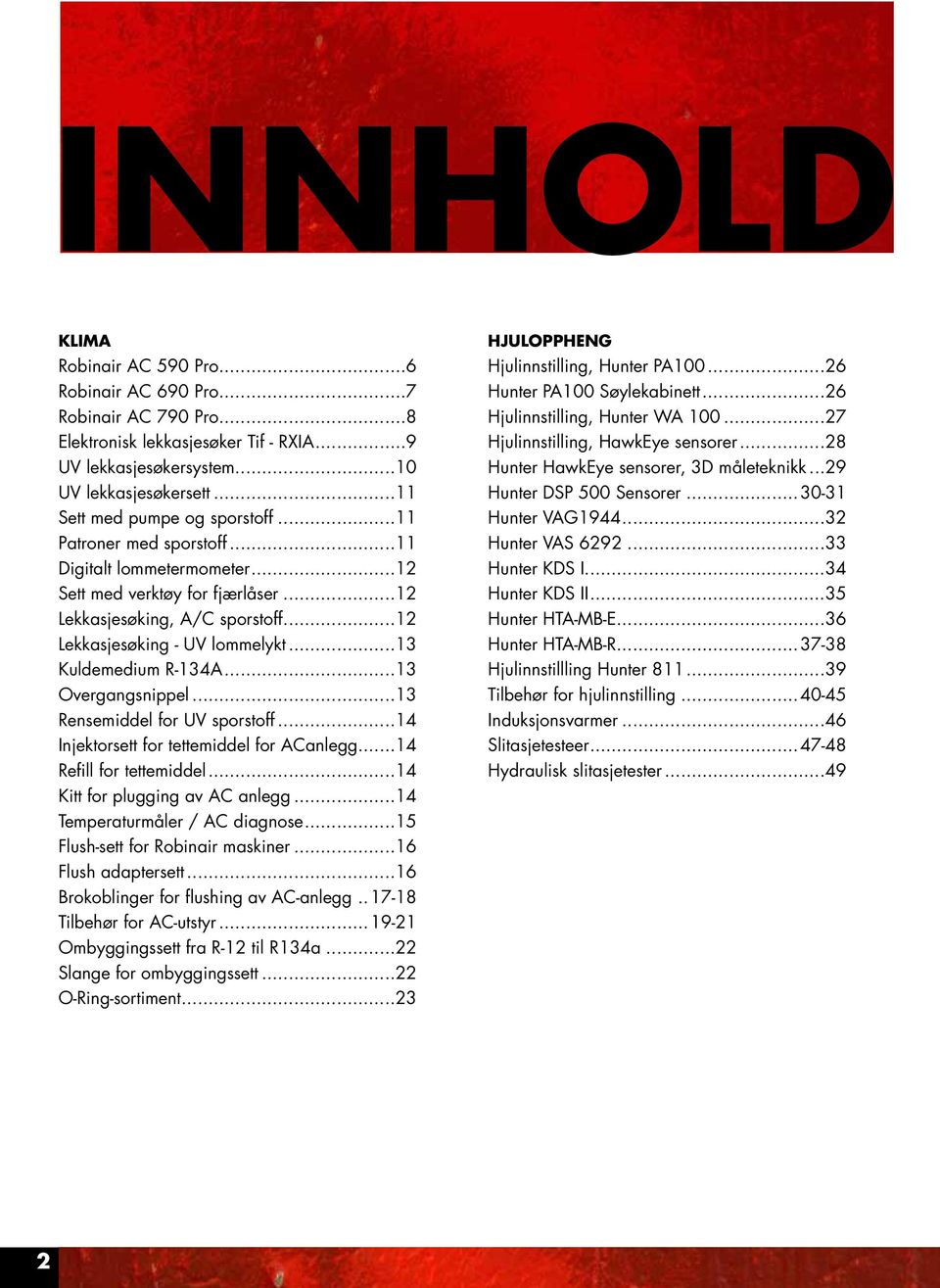 ..13 Kuldemedium R-134A...13 Overgangsnippel...13 Rensemiddel for UV sporstoff...14 Injektorsett for tettemiddel for ACanlegg...14 Refill for tettemiddel...14 Kitt for plugging av AC anlegg.