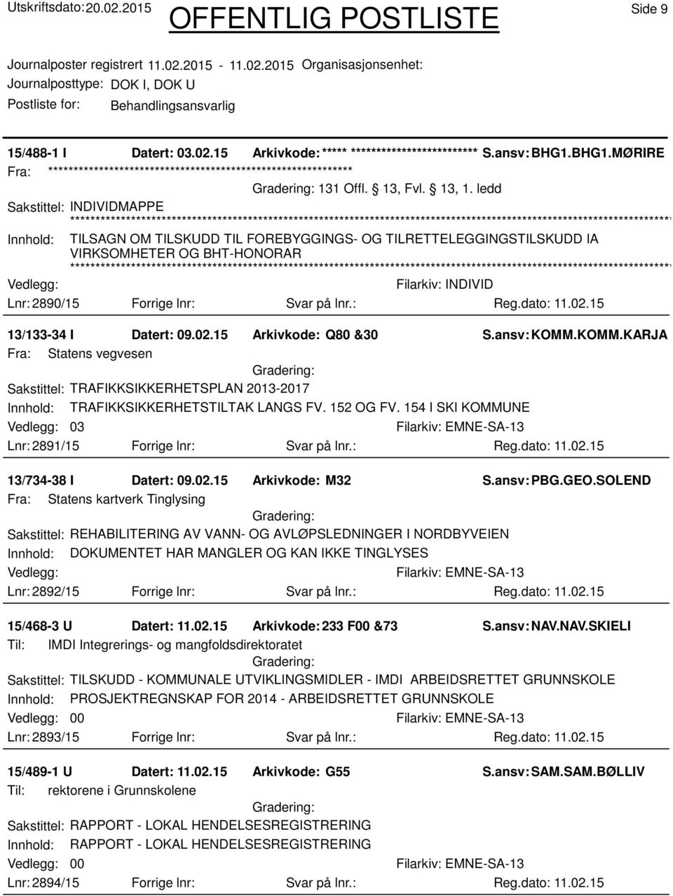 : 13/133-34 I Datert: 09.02.15 Arkivkode: Q80 &30 S.ansv: KOMM.KOMM.KARJAN Fra: Statens vegvesen Sakstittel: TRAFIKKSIKKERHETSPLAN 2013-2017 Innhold: TRAFIKKSIKKERHETSTILTAK LANGS FV. 152 OG FV.