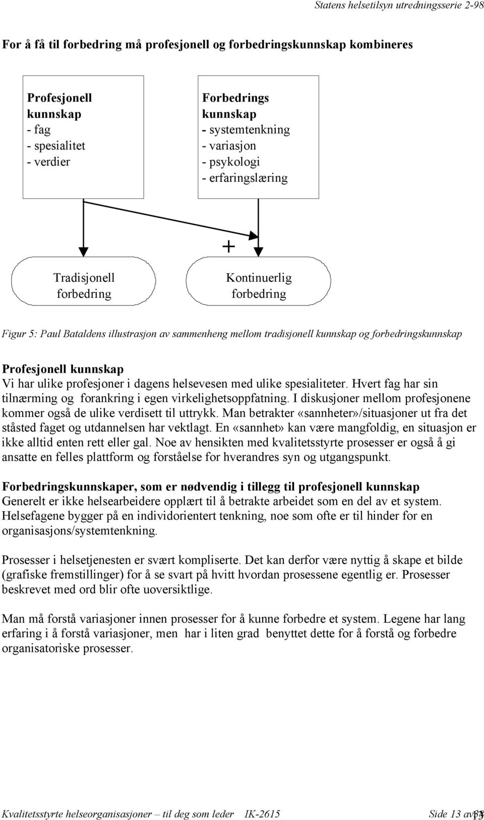 ulike profesjoner i dagens helsevesen med ulike spesialiteter. Hvert fag har sin tilnærming og forankring i egen virkelighetsoppfatning.