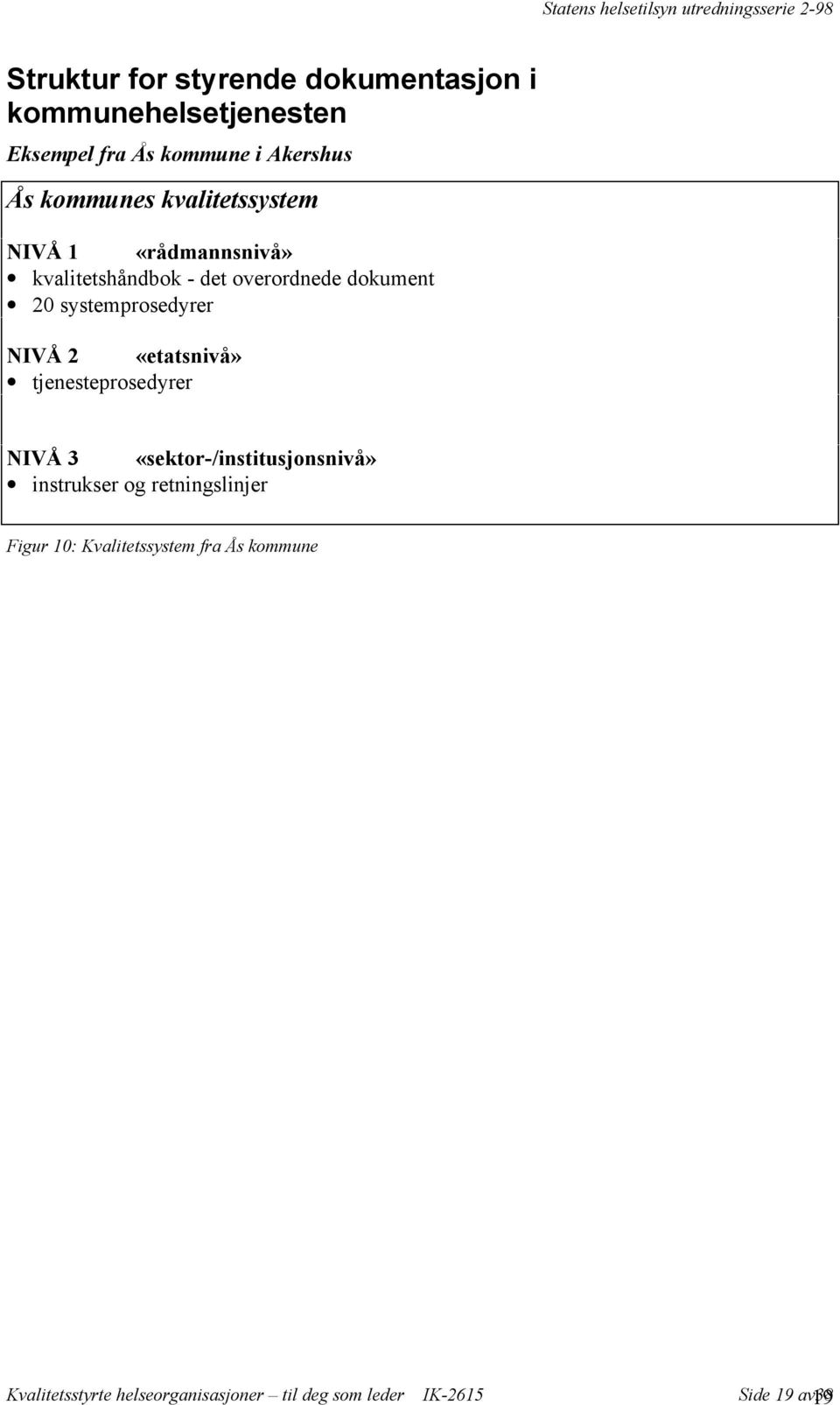 2 «etatsnivå» tjenesteprosedyrer NIVÅ 3 «sektor-/institusjonsnivå» instrukser og retningslinjer Figur 10: