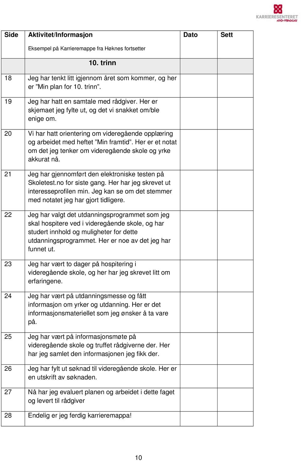 Her er et notat om det jeg tenker om videregående skole og yrke akkurat nå. 21 Jeg har gjennomført den elektroniske testen på Skoletest.no for siste gang. Her har jeg skrevet ut interesseprofilen min.