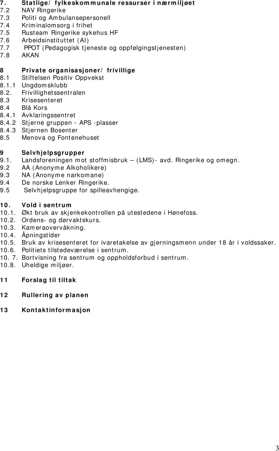 4 Blå Kors 8.4.1 Avklaringssentret 8.4.2 Stjerne gruppen - APS -plasser 8.4.3 Stjernen Bosenter 8.5 Menova og Fontenehuset 9 Selvhjelpsgrupper 9.1. Landsforeningen mot stoffmisbruk (LMS)- avd.