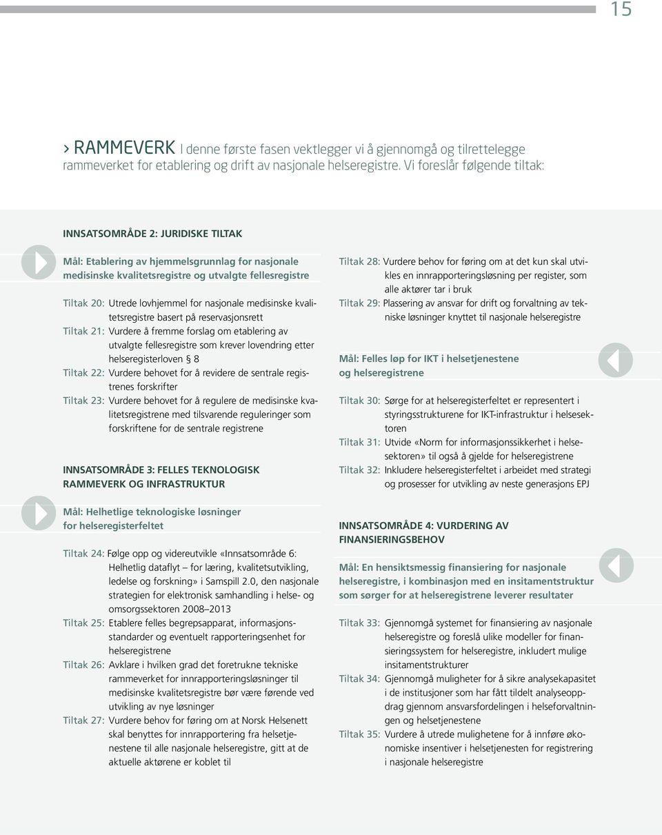 for nasjonale medisinske kvalitetsregistre basert på reservasjonsrett Tiltak 21: Vurdere å fremme forslag om etablering av utvalgte fellesregistre som krever lovendring etter helseregisterloven 8
