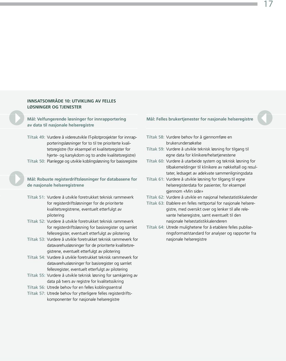 Planlegge og utvikle koblingsløsning for basisregistre Mål: Robuste registerdriftsløsninger for databasene for de nasjonale helseregistrene Tiltak 51: Vurdere å utvikle foretrukket teknisk rammeverk