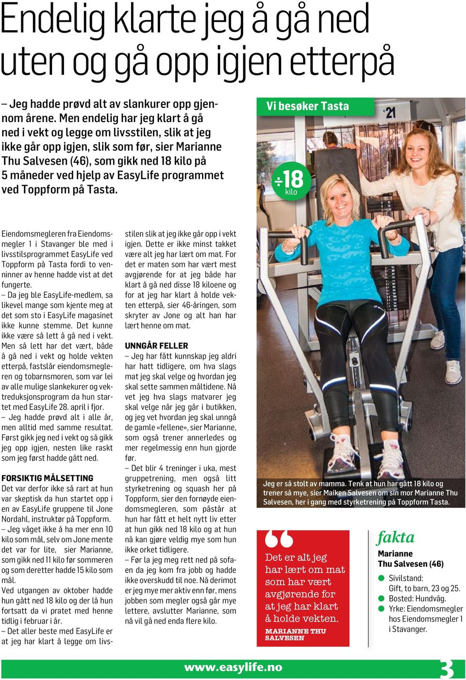 EasyLife programmet ved Toppform på Tasta.