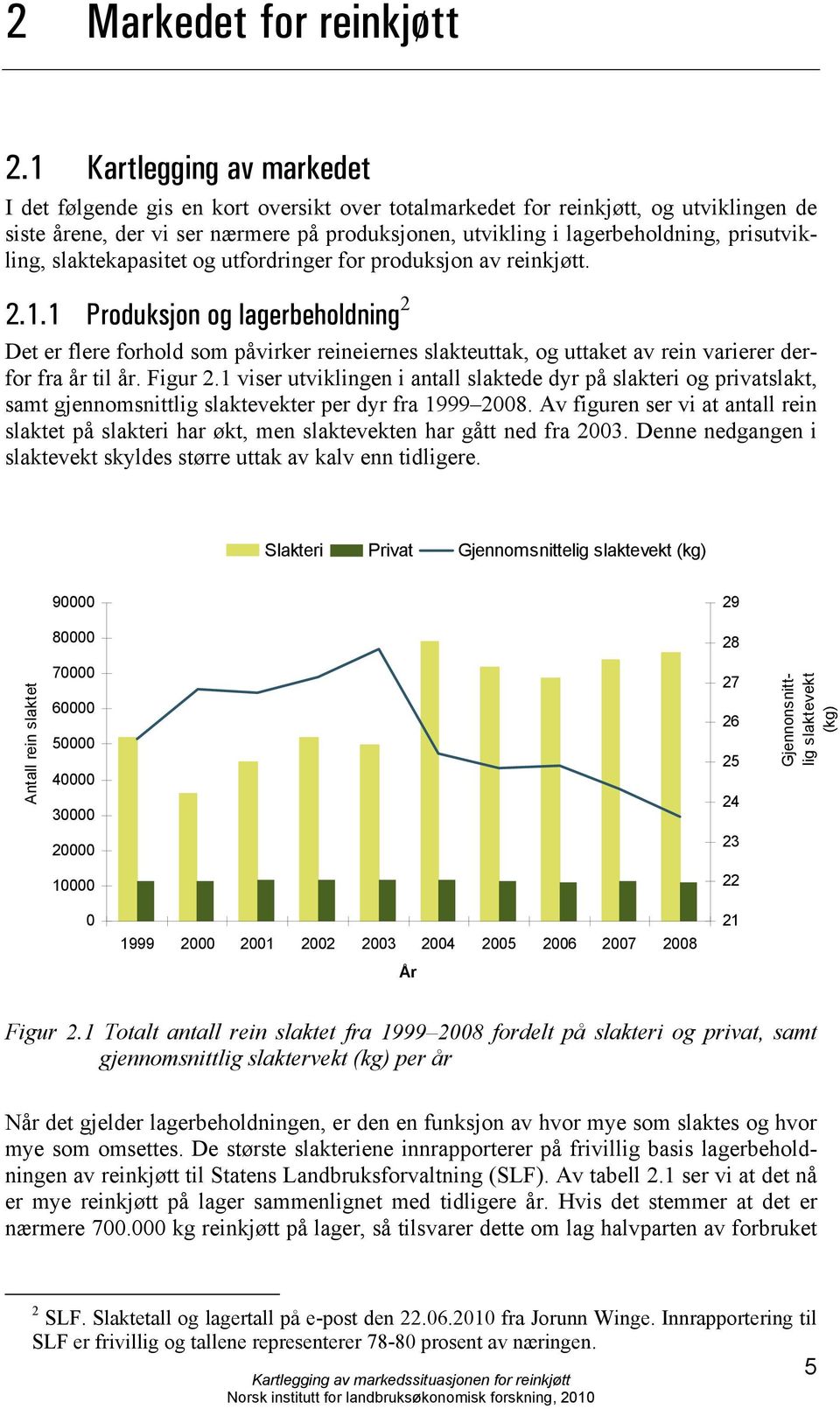 prisutvikling, slaktekapasitet og utfordringer for produksjon av reinkjøtt. 2.1.