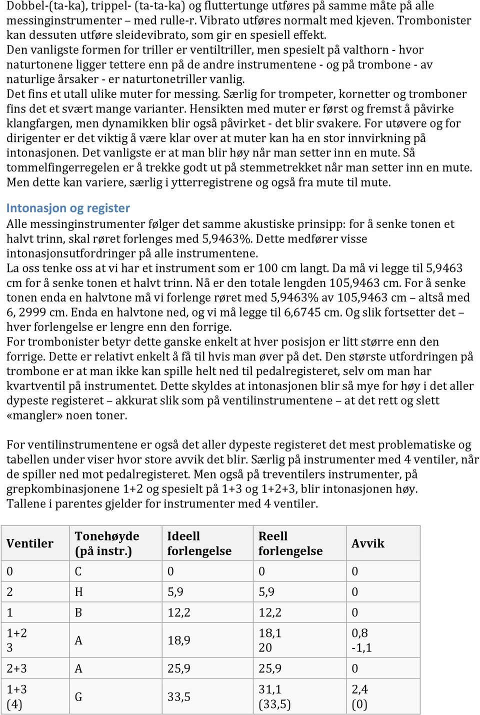 Den vanligste formen for triller er ventiltriller, men spesielt på valthorn - hvor naturtonene ligger tettere enn på de andre instrumentene - og på trombone - av naturlige årsaker - er