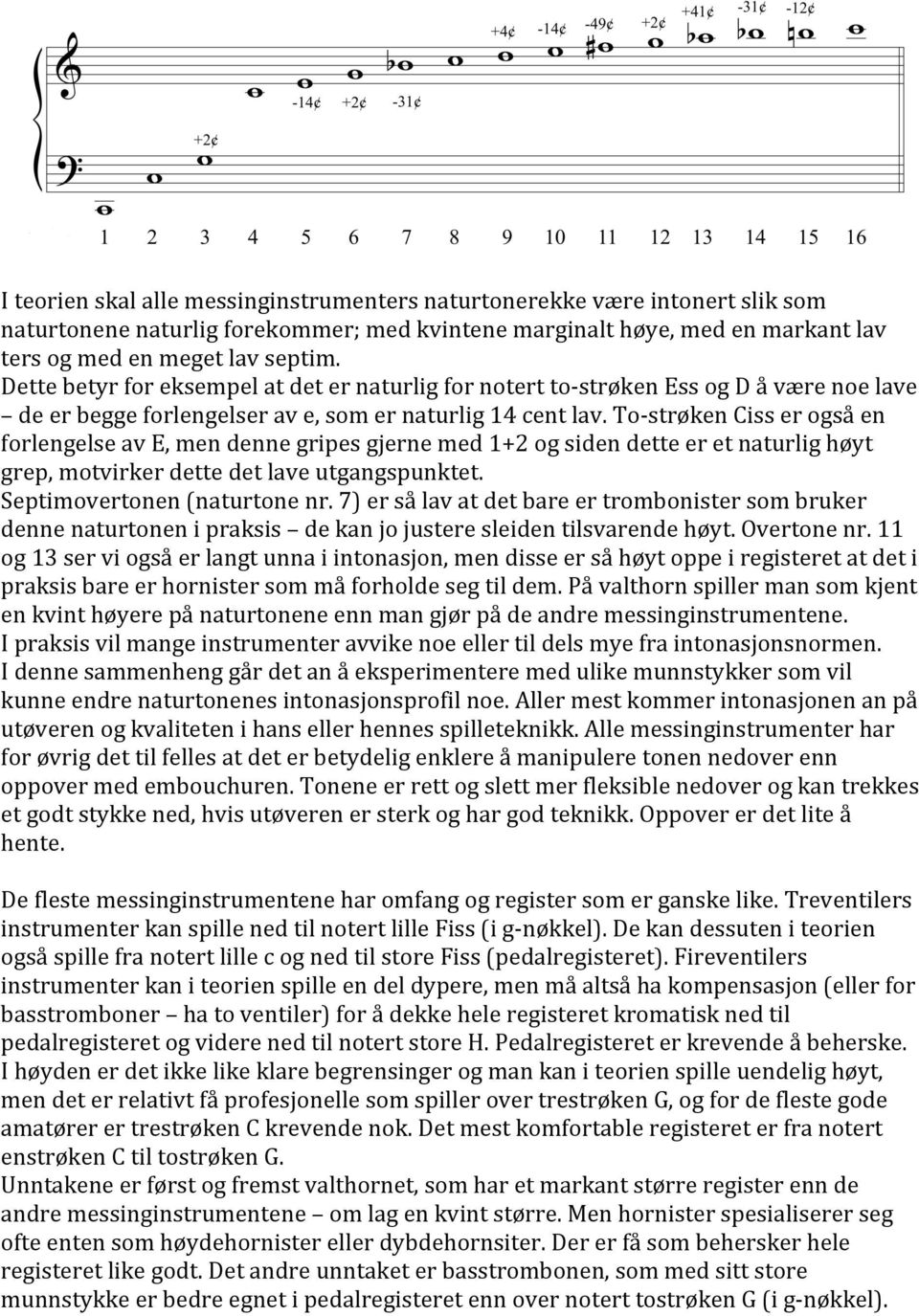 To- strøken Ciss er også en forlengelse av E, men denne gripes gjerne med 1+2 og siden dette er et naturlig høyt grep, motvirker dette det lave utgangspunktet. Septimovertonen (naturtone nr.