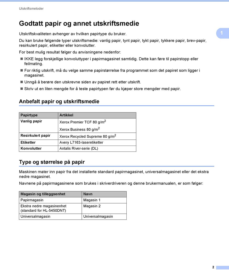 For best mulig resultat følger du anvisningene nedenfor: IKKE legg forskjellige konvoluttyper i papirmagasinet samtidig. Dette kan føre til papirstopp eller feilmating.