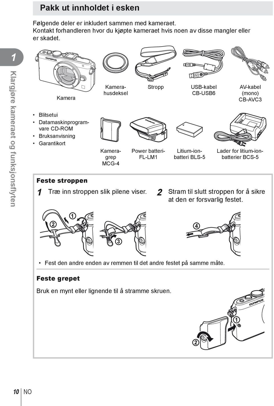 batteri- FL-LM Træ inn stroppen slik pilene viser.