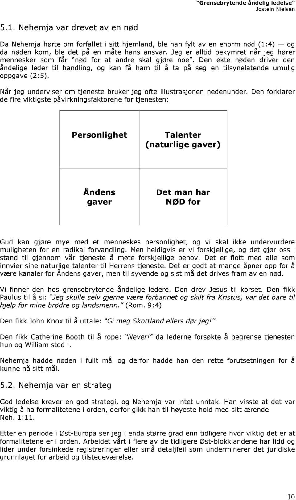 Den ekte nøden driver den åndelige leder til handling, og kan få ham til å ta på seg en tilsynelatende umulig oppgave (2:5). Når jeg underviser om tjeneste bruker jeg ofte illustrasjonen nedenunder.