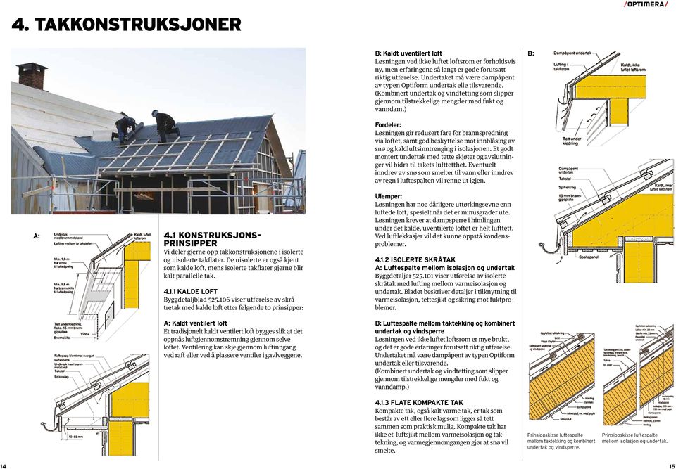 1 KONSTRUKSJONS- PRINSIPPER Vi deler gjerne opp takkonstruksjonene i isolerte og uisolerte takflater.