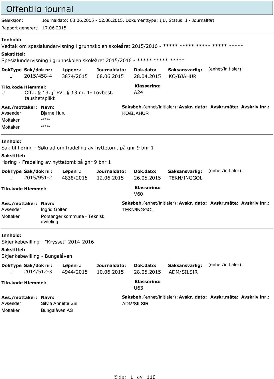 04.2015 KO/BJAHR A24 Avs./mottaker: Navn: Saksbeh. Avskr. dato: Avskr.måte: Avskriv lnr.