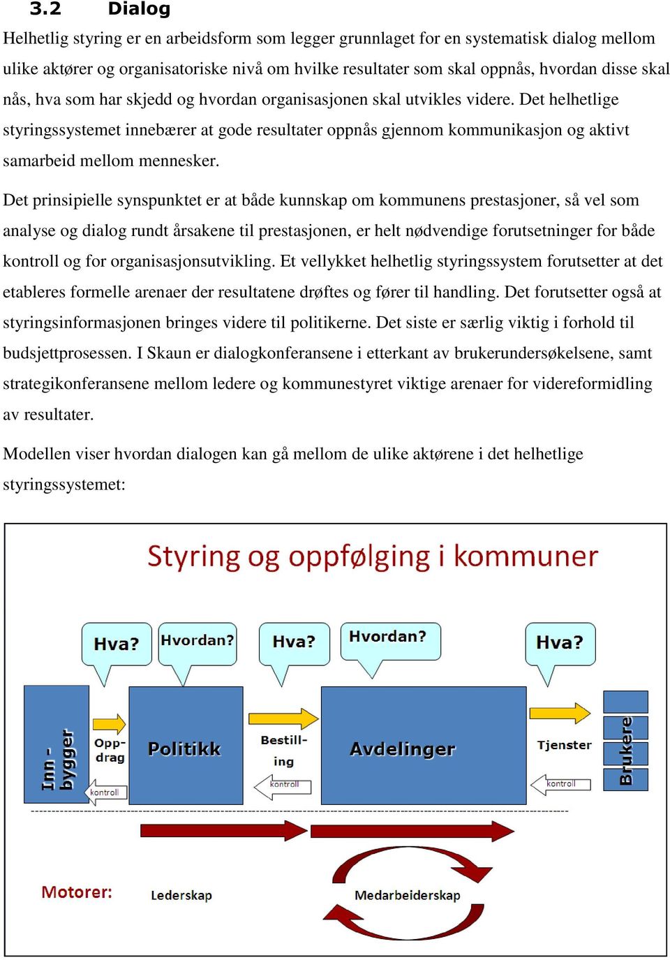 Det prinsipielle synspunktet er at både kunnskap om kommunens prestasjoner, så vel som analyse og dialog rundt årsakene til prestasjonen, er helt nødvendige forutsetninger for både kontroll og for