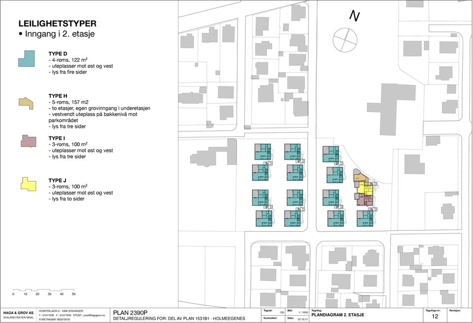 uteplass på bakkenivå mot parkområdet - lys fra tre sider YPE I - 3-roms, 100 m 2 - uteplasser mot øst og vest - lys fra tre sider YPE J - 3-roms, 100 m 2 -