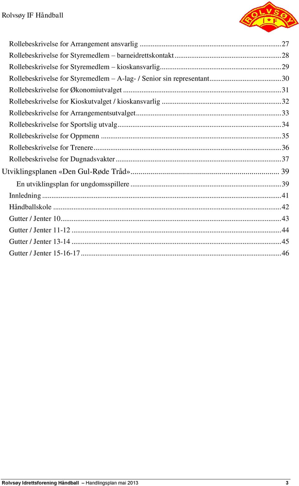 .. 32 Rollebeskrivelse for Arrangementsutvalget... 33 Rollebeskrivelse for Sportslig utvalg... 34 Rollebeskrivelse for Oppmenn... 35 Rollebeskrivelse for Trenere.