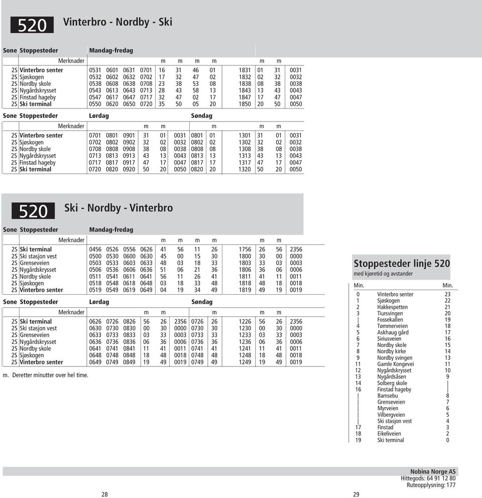 0550 0620 0650 0720 35 50 05 20 1850 20 50 0050 Lørdag Søndag Merknader m m m m m 2S Vinterbro senter 0701 0801 0901 31 01 0031 0801 01 1301 31 01 0031 2S Sjøskogen 0702 0802 0902 32 02 0032 0802 02