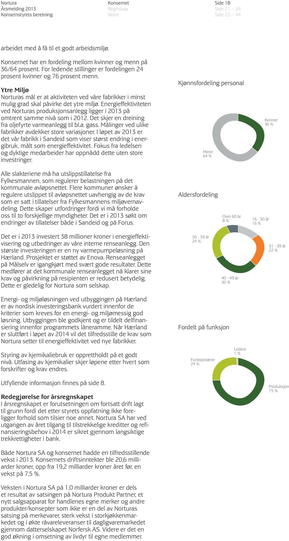 Energieffektiviteten ved Norturas produksjonsanlegg ligger i 2013 på omtrent samme nivå som i 2012. Det skjer en dreining fra oljefyrte varmeanlegg til bl.a. gass.