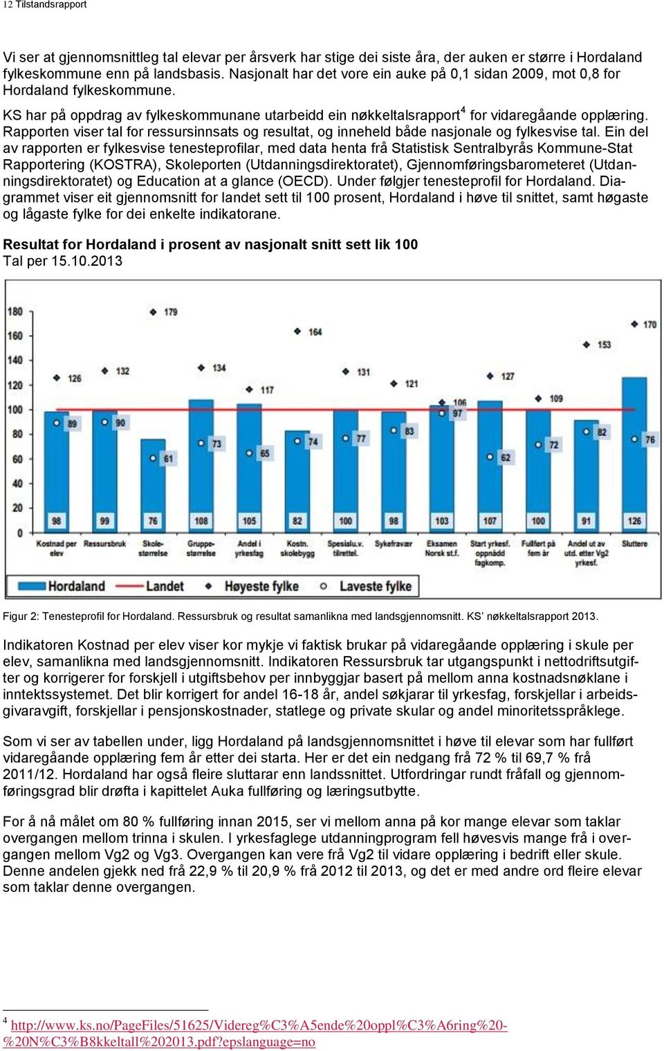 Rapporten viser tal for ressursinnsats og resultat, og inneheld både nasjonale og fylkesvise tal.