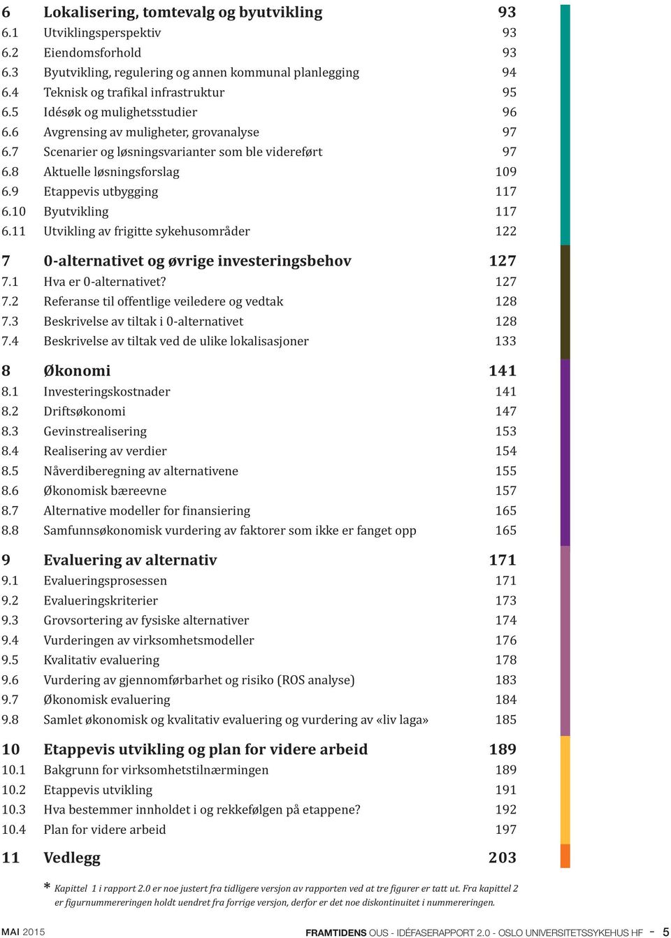 10 Byutvikling 117 6.11 Utvikling av frigitte sykehusområder 122 7 0-alternativet og øvrige investeringsbehov 127 7.1 Hva er 0 alternativet? 127 7.2 Referanse til offentlige veiledere og vedtak 128 7.