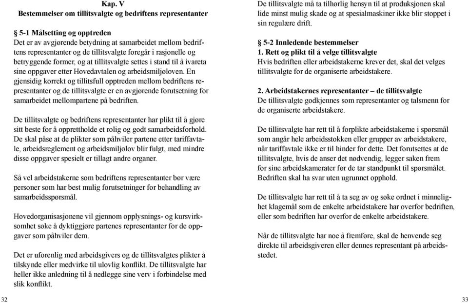 En gjensidig korrekt og tillitsfull opptreden mellom bedriftens representanter og de tillitsvalgte er en avgjørende forutsetning for samarbeidet mellompartene på bedriften.