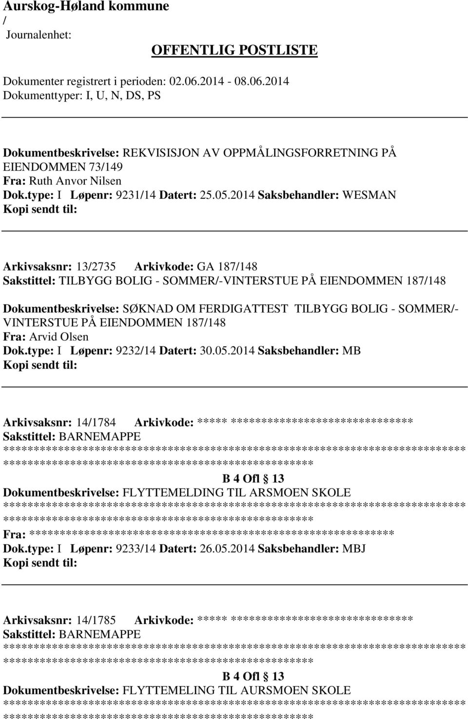 SOMMER- VINTERSTUE PÅ EIENDOMMEN 187148 Fra: Arvid Olsen Dok.type: I Løpenr: 923214 Datert: 30.05.